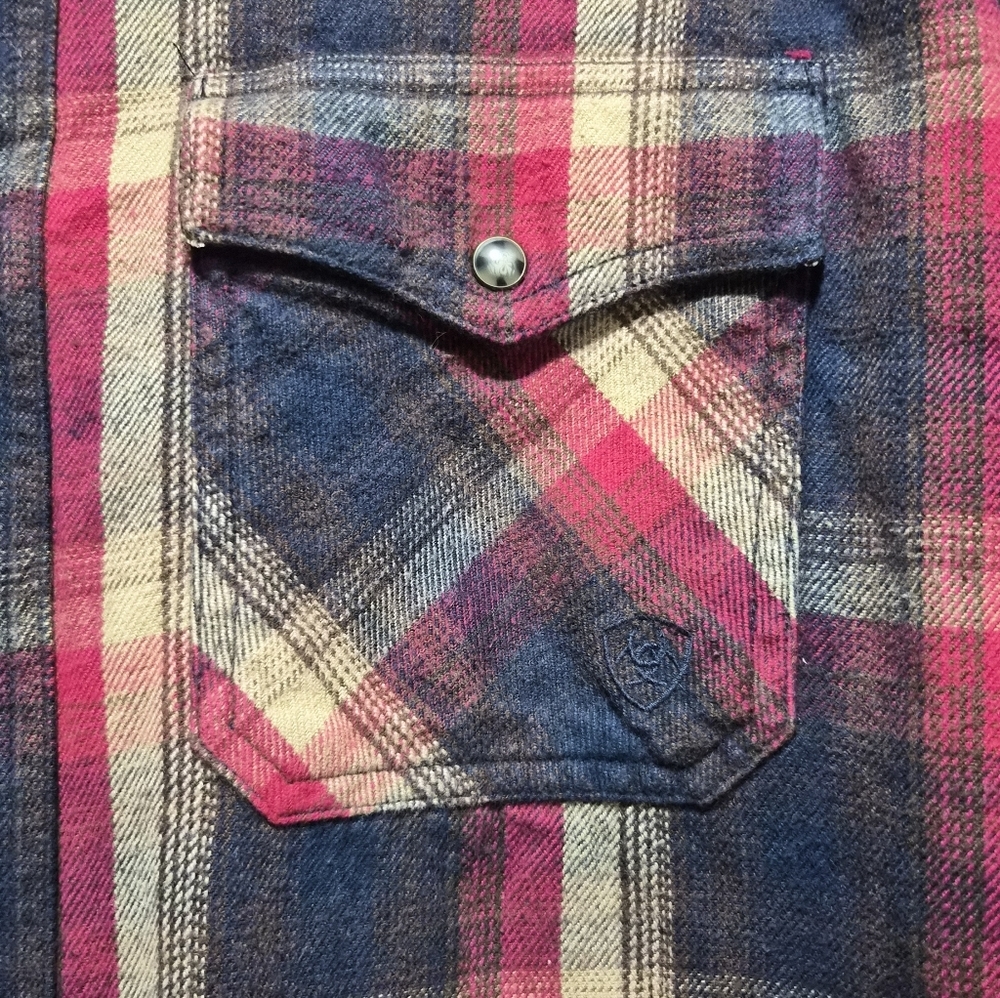 Ariat Mens Hardy Retro Fit Plaid Snap Front Closure Long Sleeve Shirt Size 2XL - Picture 6 of 10